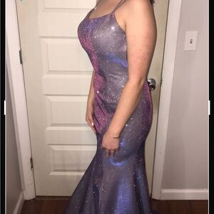 Sherri Hill Sparkling Lavender Backless Dress Size 10